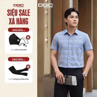 Sơ mi ngắn tay DGC dáng suông Smart Casual vạt bằng, Vải sợi tre mềm mại thoáng mát - SASNBF133M