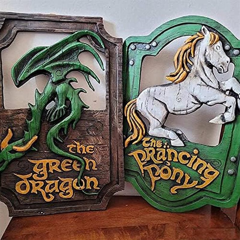 Chúa tể của những chiếc nhẫn The Prancing Pony và The Green Dragon Pub Signs, Funny bar Signs, Pub B