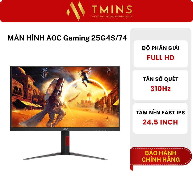 Màn Hình gaming AOC 25G4S/74 24.5 inch ( FHD/IPS/310Hz/0.3ms ) - Hàng Chính Hãng - FULL VAT