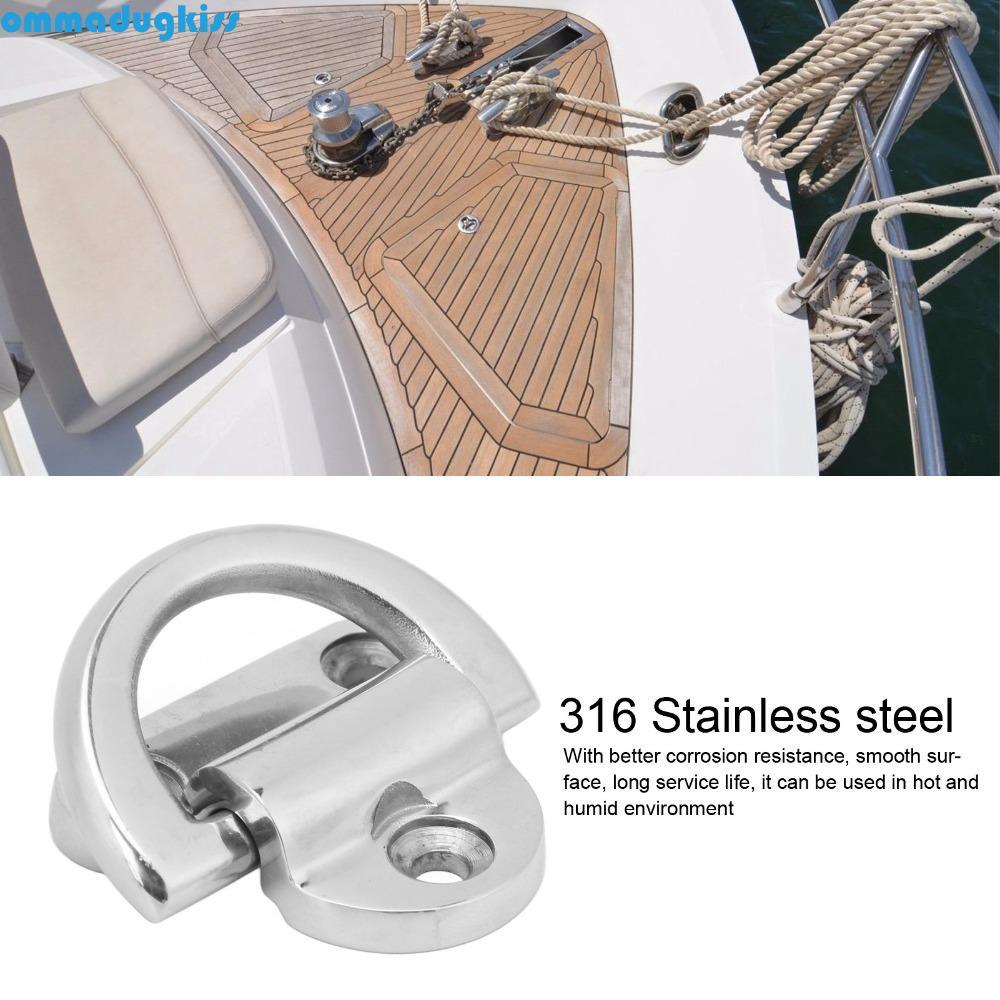 OMMAD Deck Folding Pad Eye, D Ring 60 * 58mm Marine Folding Pad Eye, Marine Grade Accessory Folding 