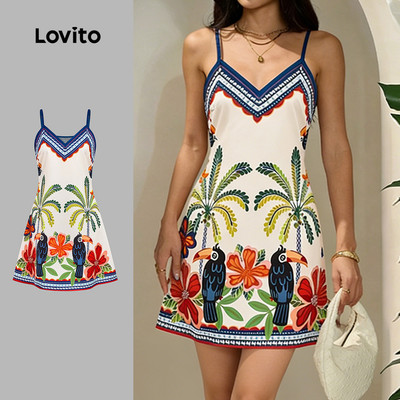Lovito Kỳ nghỉ Đầm dây vai điều chỉnh mùa xuân/hè cho nữ LBL31253