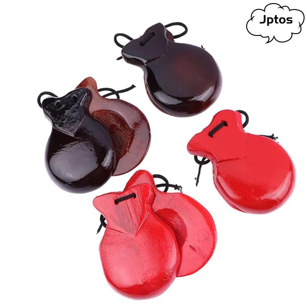 JPTOS Gỗ Castanets, với Dây Orff Bộ gõ Gỗ Clapper, Thiết kế truyền thống di động Gỗ cứng Flamenco Ph