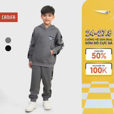 Bộ quần áo bé trai CANIFA áo hoodie dài tay quần ống suông có hình in 2ST25C003