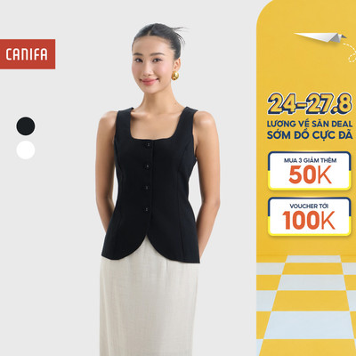 Áo kiểu nữ cotton gile sát nách có lót CANIFA 6TO26S005