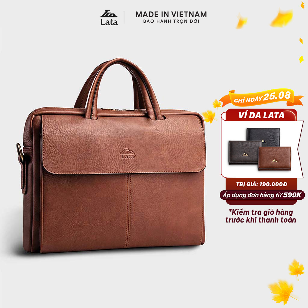 Cặp Công Sở Lata (Thời trang nam basic đựng laptop 13.3 inch - Cặp da CA21)