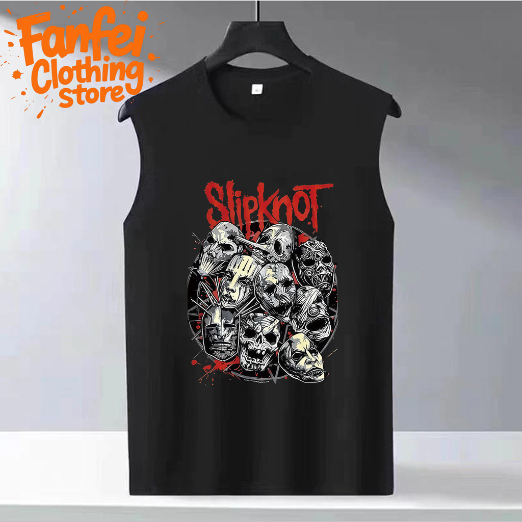 COD Fanfei Black Tank Top Skull Slip Nut Gothic Rock Punk Festival Show Set