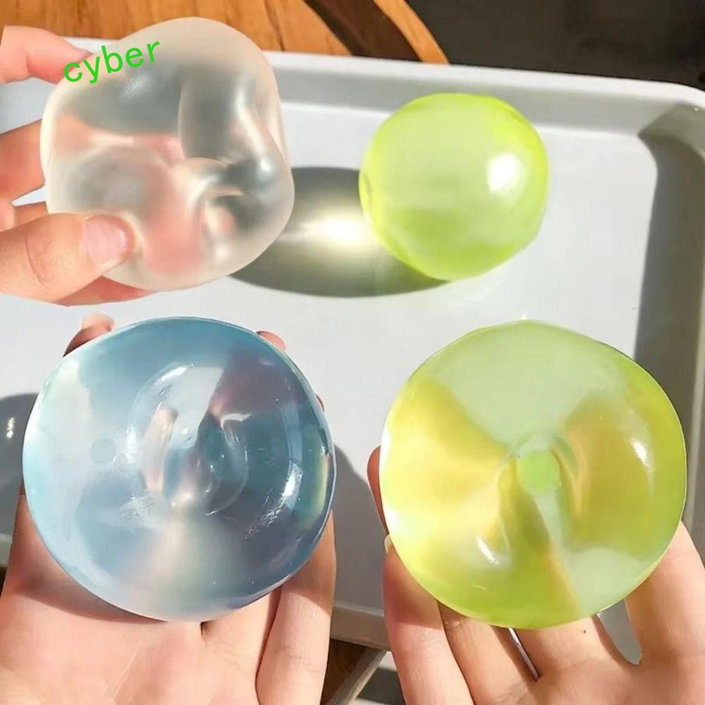 CYBERLINX Dầu dừa Squishy Ball, Bóng xanh mềm Đồ chơi bóp nhanh, Quà tặng tăng chậm Jelly trong suốt