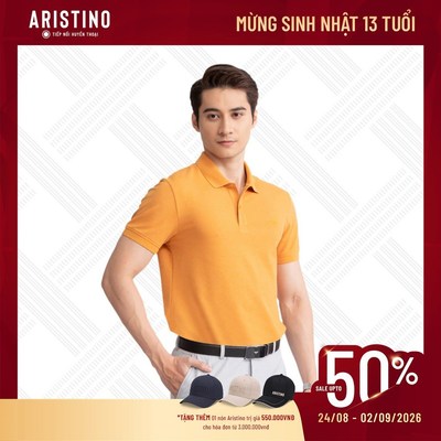 Áo polo nam tay ngắn ARISTINO slim fit mấu trơn khỏe khoắn, lịch sự APSR11