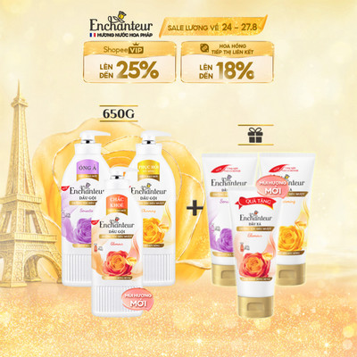 [LIVE Inhouse] [TẶNG Dầu xả] Dầu gội dưỡng tóc mượt thơm lâu ENCHANTEUR Charming / Sensation 650g (Tặng mùi ngẫu nhiên)