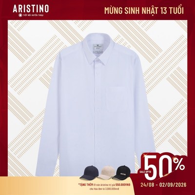 Áo sơ mi nam dài tay ARISTINO màu trắng đơn giản, tinh tế, chất liệu mềm mại, thoải mái - ALSR28