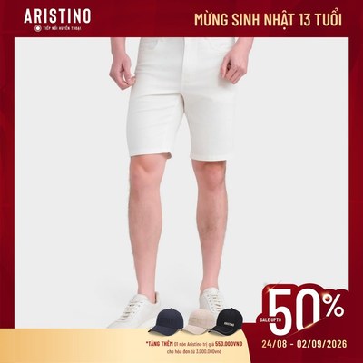 [Aristino x Đăng Khôi] Quần Short Kaki Nam Trắng Aristino ASO214SAH2