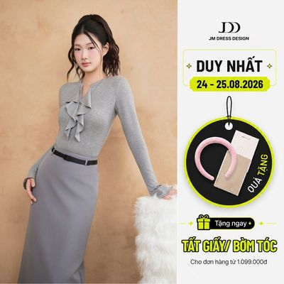 Set Áo Len Cổ Bèo Tay Loe 2K04.2509, Chân Váy Cạp Trễ Suông Dài 4L10.2509. Set Công Sở Thanh Lịch, Set Nữ Tôn Dáng JM