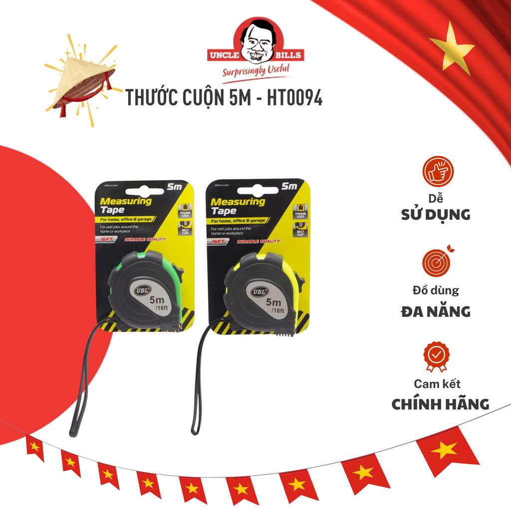 Thước Cuộn 5m Uncle Bills HT0094 - Đo Lường Chính Xác, Dễ Sử Dụng