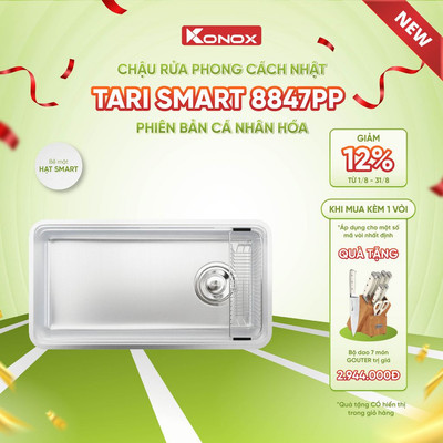 Chậu rửa bát inox 1 hố chống xước Konox TARI SMART 8847PP phong cách Nhật phiên bản cá nhân hóa - Bảo hành 10 năm