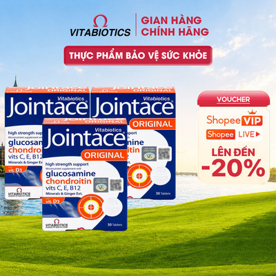 Bộ 3 TPBVSK Vitabiotics JOINTACE chứa Glucosamin, Chondroitin, Hỗ Trợ Tăng Tiết Dịch và Tăng Sức Khỏe Cho Khớp 30 viên