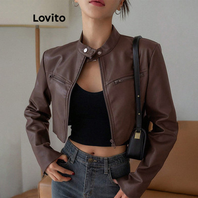 (Phong cách thường ngày) Lovito Áo khoác gió thông thường / Áo khoác có dây kéo chống thấm nước dành cho nữ L106AD280