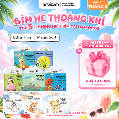 [Quà tự chọn] [8 BỊCH] Tã/Bỉm Nabizam Ultra Thin, Magic Soff Nội Địa Hàn Siêu Mềm Mỏng, Thoáng Khi, Cho Bé Từ 3-25kg