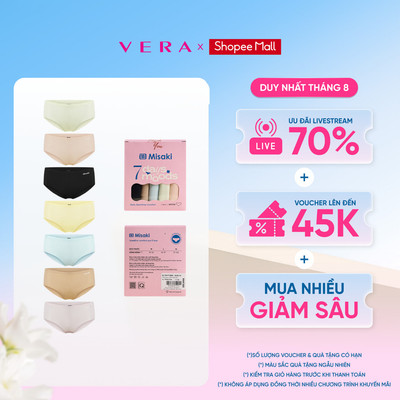 Combo 7 Quần lót hipster nữ Misaki seamless trơn- M1108