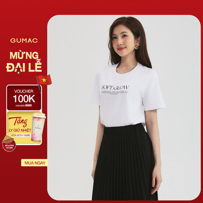 Áo thun GUMAC form suông cơ bản có in chữ ở thân trước  ATF12027