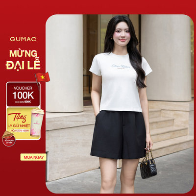 Quần Short Nữ GUMAC Form Rộng Xếp Ly Lưng Liền Có Túi Xéo Thời Trang Trẻ Trung QG03029