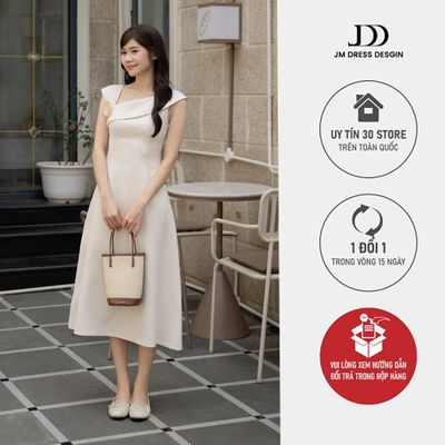 Đầm Xuân Hè Bổ Chéo Thân Cổ Chéo 1S10.2601. Đầm Dáng Dài Dự Tiệc Cổ Lệch Vai Sang Trọng Thanh Lịch By JM Dress Design