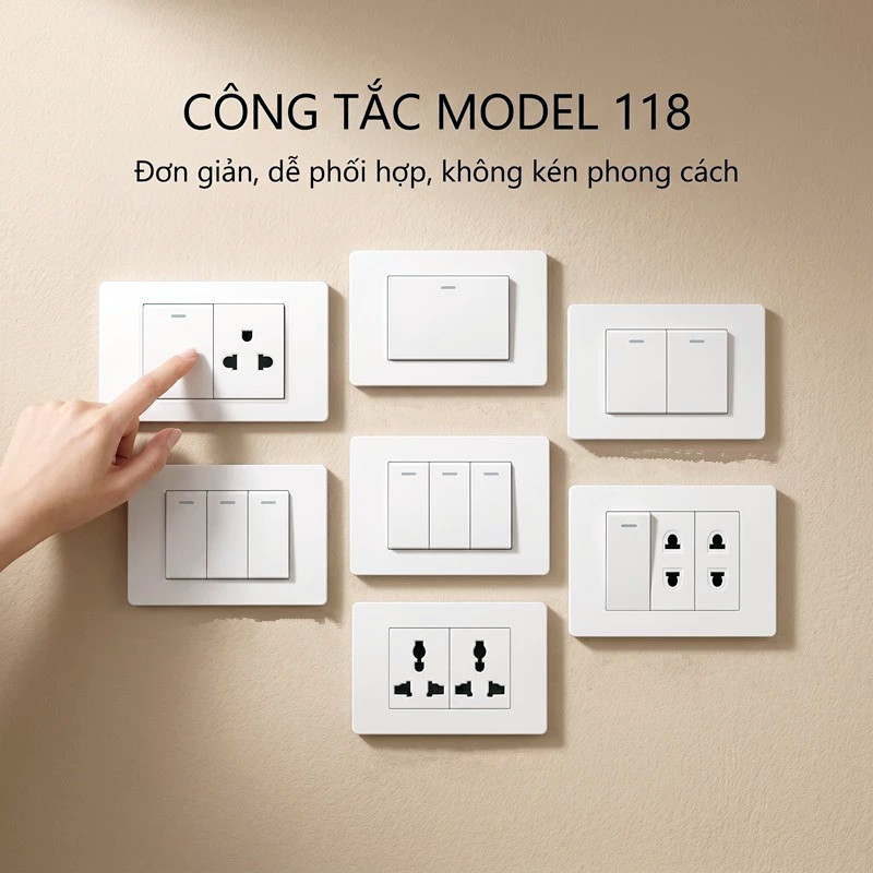 Mặt ổ điện âm tường, Ổ cắm điện Màu Trắng/Xám/Vàng Guwife nhựa PC Chống cháy cao cấp mặt 1,2,3 mặt h