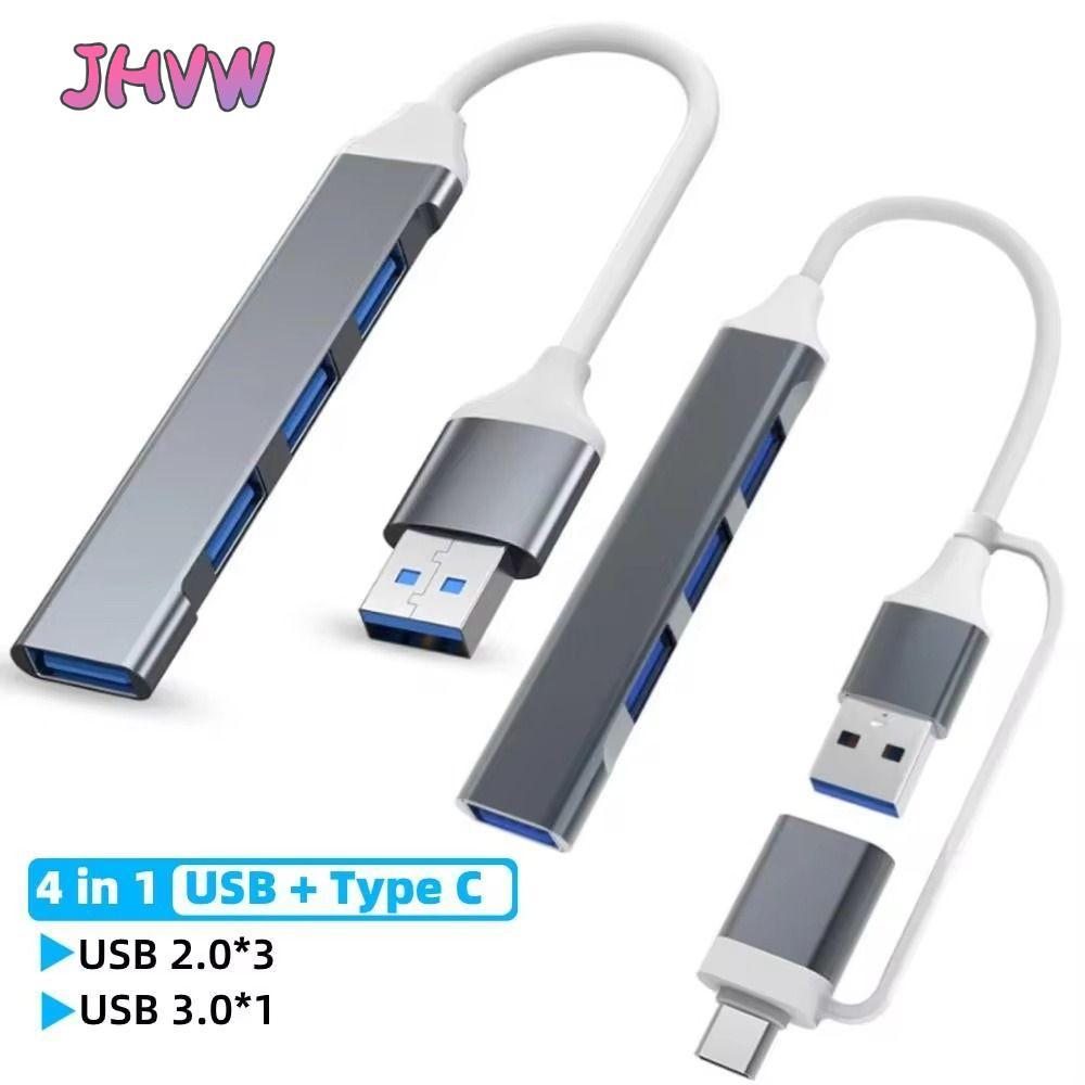 JHVW USB-C HUB, Bộ chia PC PC Type-C 4 TRONG 1, Đế gắn USB 3.0 hợp kim nhôm tốc độ cao HDD