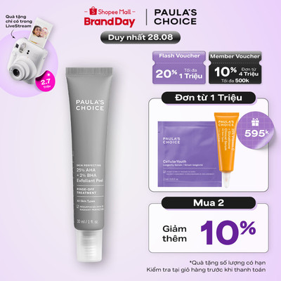 Tinh chất thay da sinh học giúp da sáng mịn Paula's Choice Skin Perfecting 25% AHA + 2% BHA Exfoliant Peel 30ml 9560