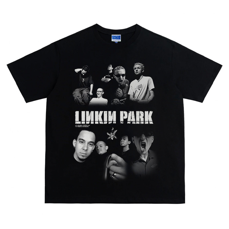 Trẻ Súng Linkin Park Linkin Park Linkin Linkin Park Band Áo thun Mỹ Retro Rock Street Pure Cotton Ta