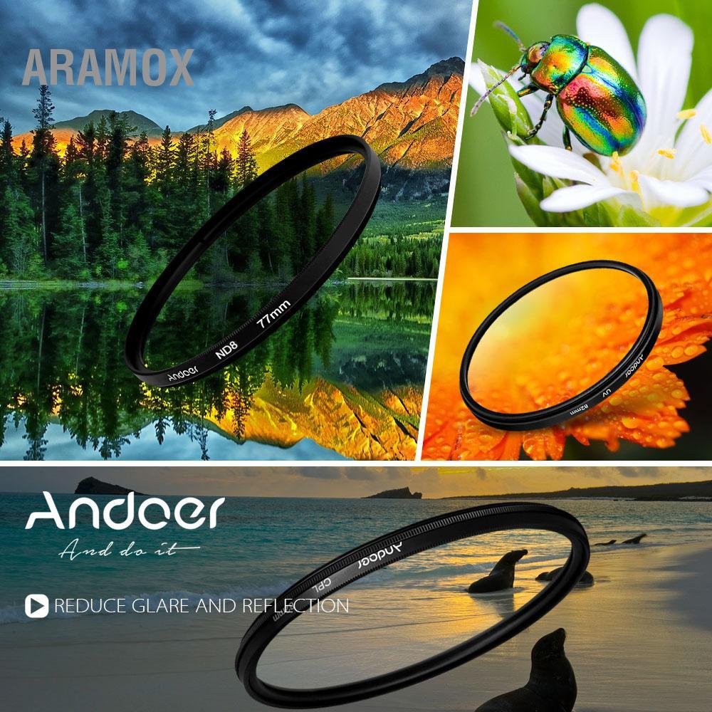 Aramox Bộ ống kính tròn 72mm UV + CPL + ND8 Bộ phân cực ND8 Mật độ trung tính có túi đựng cho máy ản