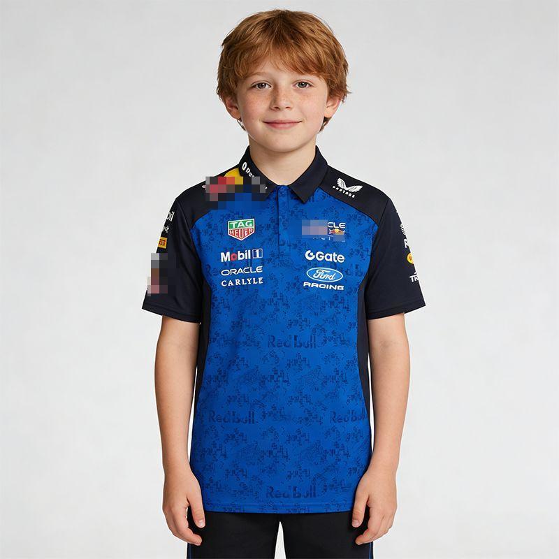 2026 New Kids' F1 Racing Short Sleeve, Quick-Dry and Breathable, Outdoor Sports Polo Shirt Children'