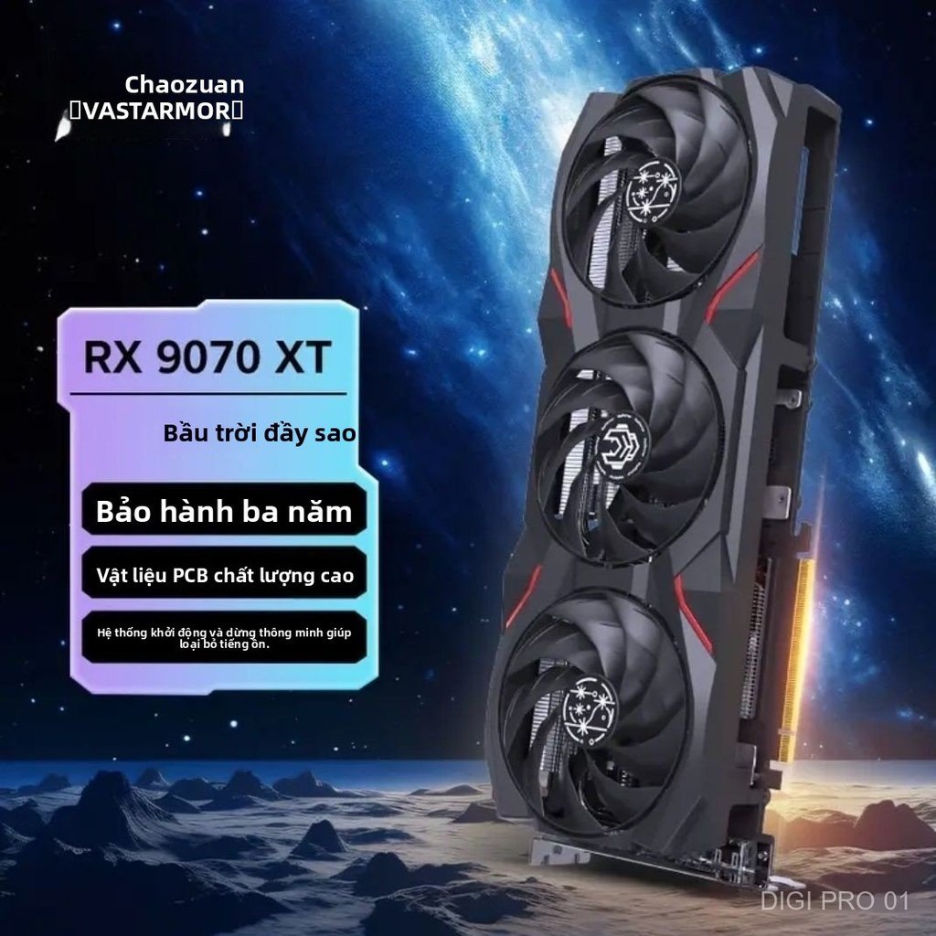 Card màn hình AMD RX 9070 XT 16GB Starry Sky 3 quạt gaming AI độc lập chính hãng mới giao nhanh