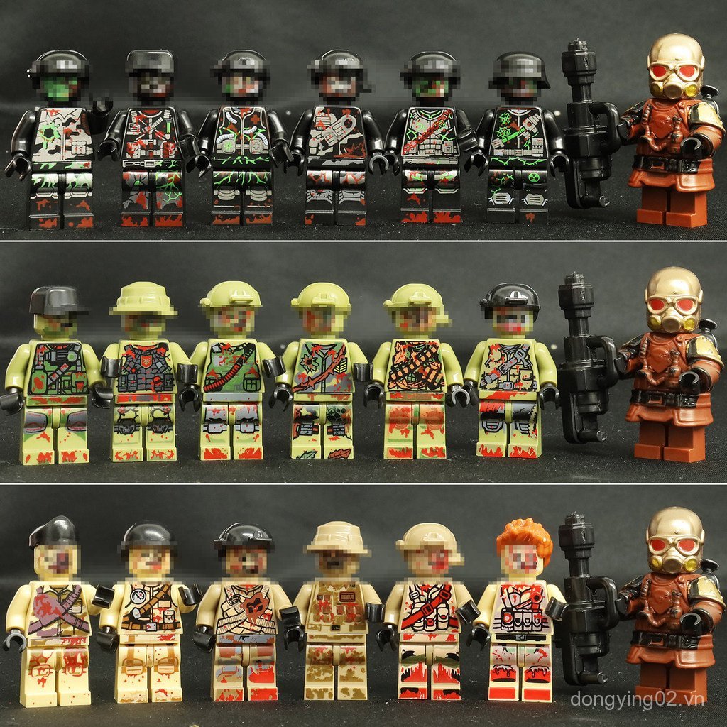 Thích hợp cho Biohazard Minifigures Zombies Quân đội Lực lượng đặc biệt Khu vực bức xạ Khối xây dựng