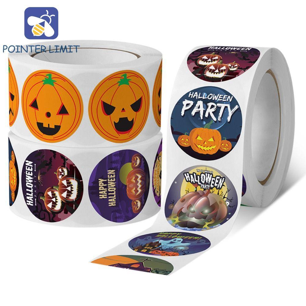 POINTER LIMIT 500 Cái / cuộn Miếng Dán Bí Ngô Halloween, Nhãn Halloween Cảm Xúc Bí Ngô Ma, 500 Cái /