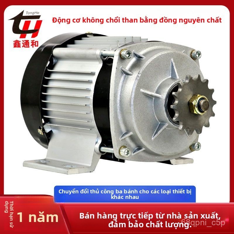Motor điện không chổi than 48V 500W 800W trục giữa cho xe ba bánh, máy nông nghiệp