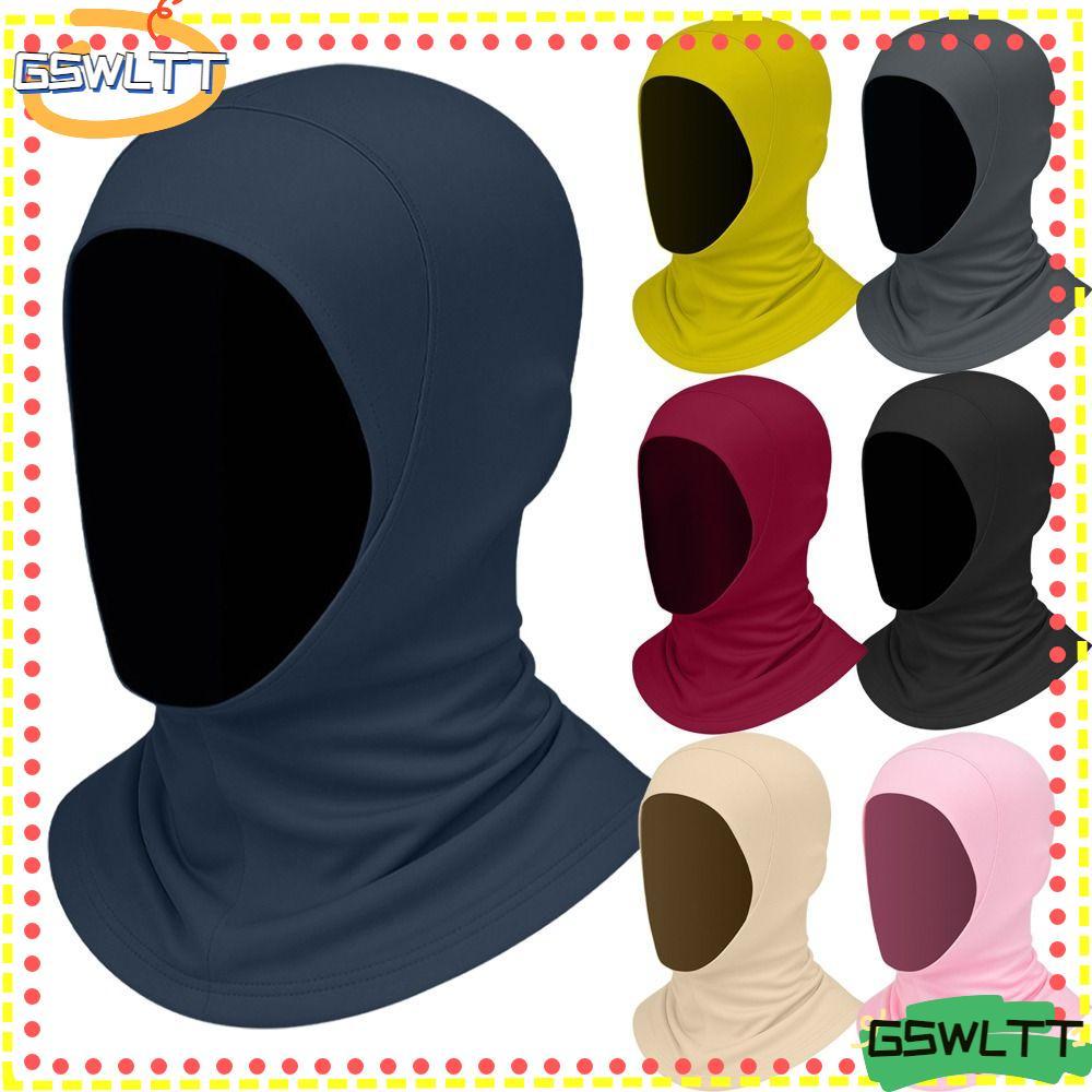 GSWLTT Khăn Hijab Nữ, Bảo Vệ Cổ Ice Silk Instant Hijab, Chống Nắng Thanh Lịch Màu Trơn Spandex Để Mặ