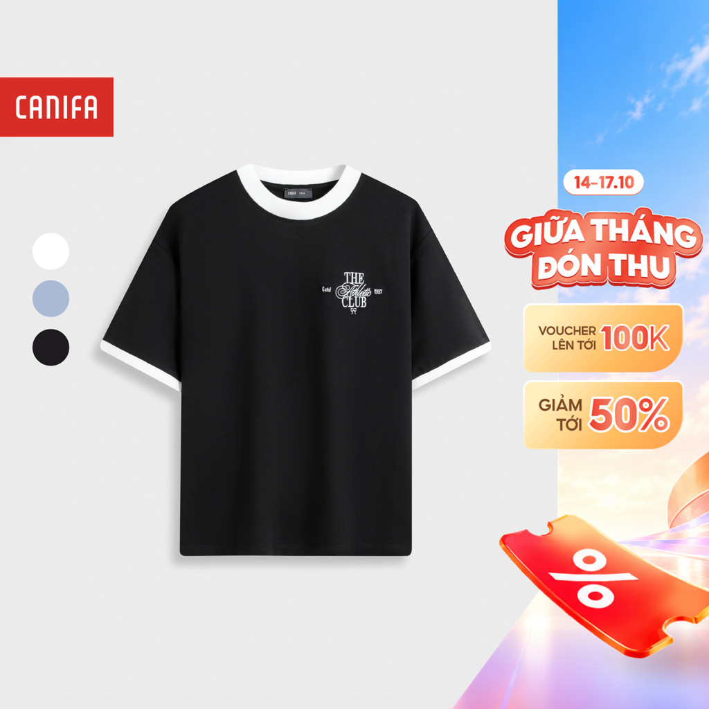 Áo phông nữ thanh lịch duyên dáng áo thun cotton 100% mềm mát cổ tròn cộc tay CANIFA  6TS26S014
