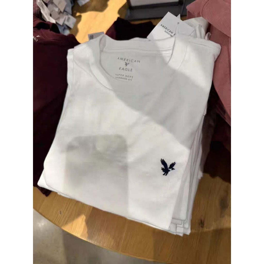 American Eagle Basic Eagle In Nhãn Nhỏ Nam Tay Ngắn 100% Cotton Cơ Bản May Mắn Áo Thun 0701