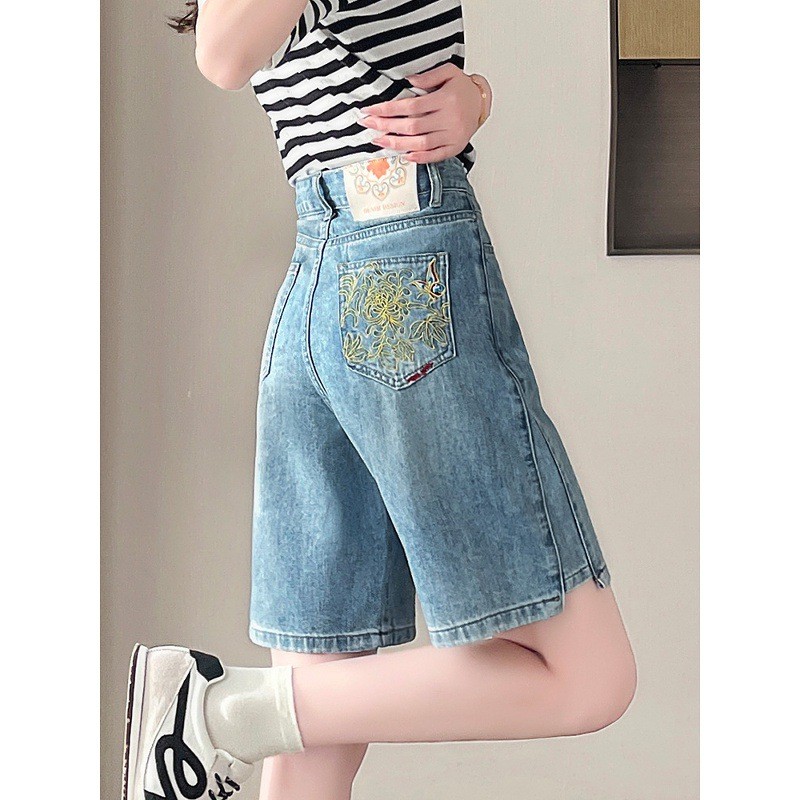 Xu Hướng Quốc Gia Mới Phong Cách Trung Hoa Thêu Năm Điểm Quần Short Denim Cho Nữ Mùa Hè Mới Kích Thước Lớn Cao Cấp hông Quần Short Giữa Chiều Dài | BigBuy360 - bigbuy360.vn