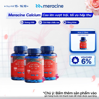 COMBO 3 Canxi hữu cơ từ tảo biển Meracine Calcium D3K2 giúp xương, răng chắc khỏe, hỗ trợ phát triền chiều cao (60 viên)
