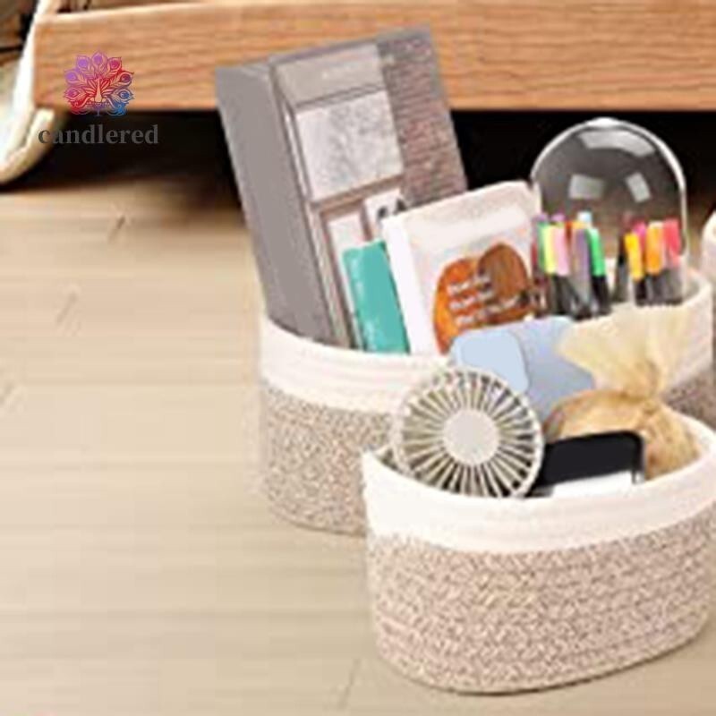 Desktop Cotton Rope Woven Storage Basket Toy Storage Basket candlered