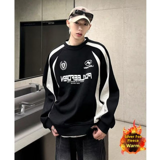 YOUTANG Chải Áo hoodie nam cổ tròn mới dáng rộng