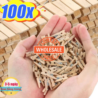 [Wholesale ][3-5 ngày đến] Kẹp gỗ tự nhiên 50 / 100 Kẹp lưu trữ đa chức năng để trang trí nội thất, Chốt nhẹ có độ giữ chắc chắn