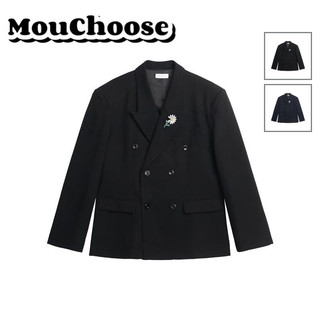 Áo Blazer nam hai ống tối giản MouChoice Chic với Trâm cài hoa cúc
