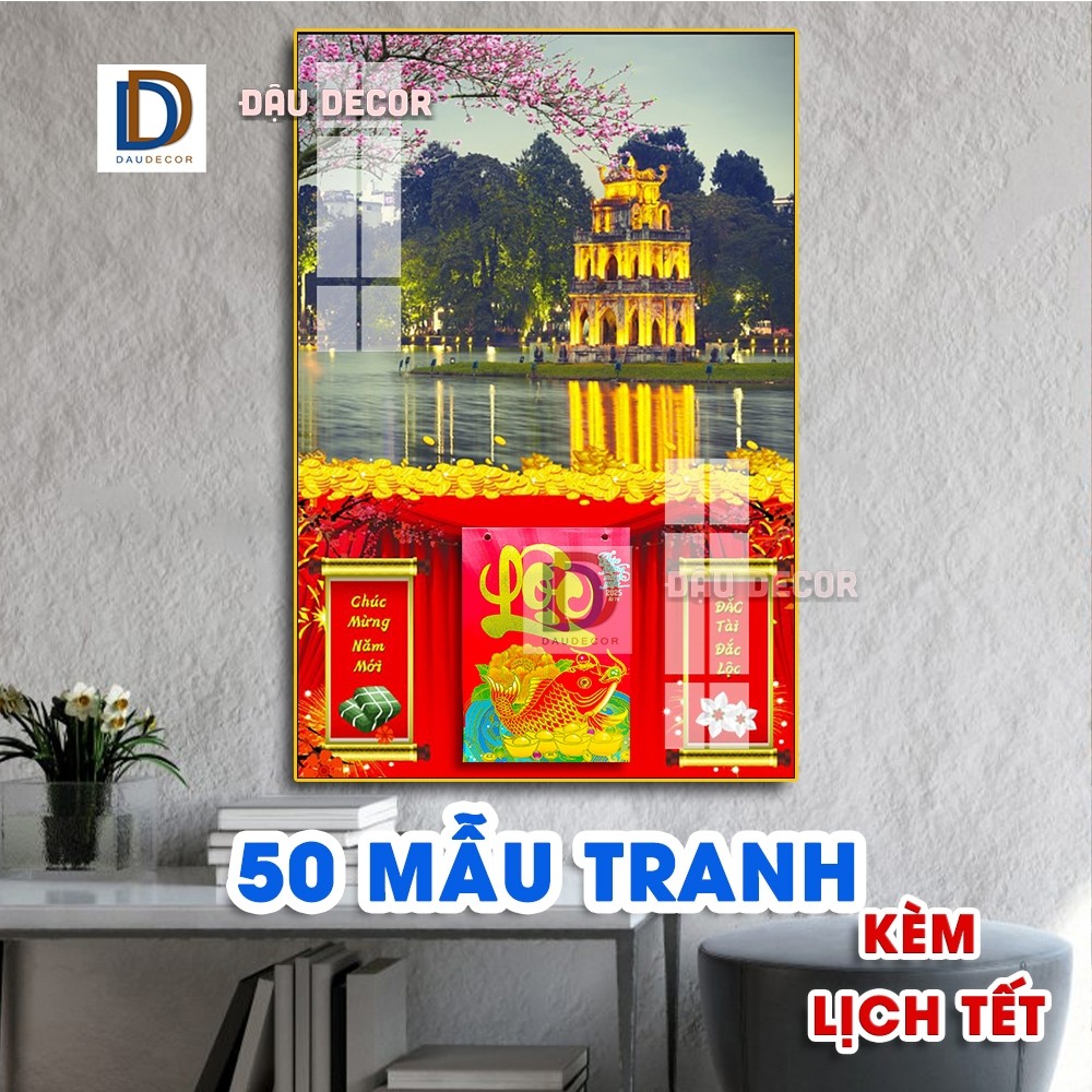 Đậu decor Tranh đốc lịch làm quà tặng TẾT 2025, Tranh tráng gương và lịch 2025 cao cấp.
