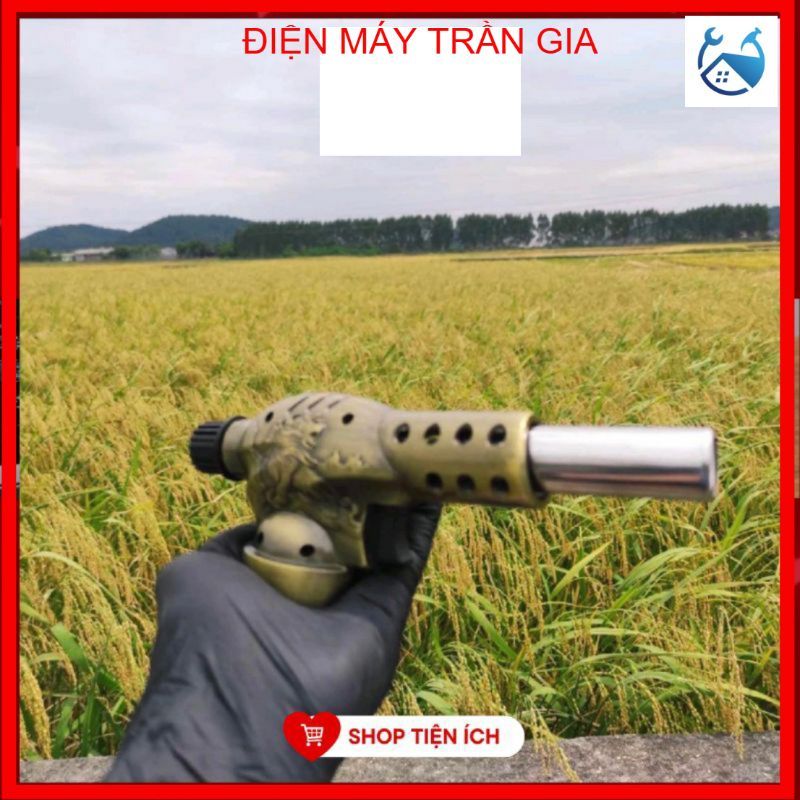 Khò Ga Mini Kèm Phụ Kiện Bằng Thép không Gỉ, Đèn Khò Gas Inox Hoạ Tiết Sư Tử Bao Bình Chống Phì_ĐMTG