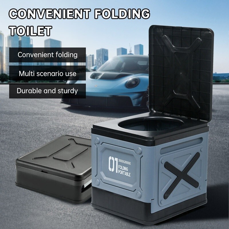 SG ️Ready stock️Outdoor camping car folding toilet with garbage bag portable adult toilet portable e