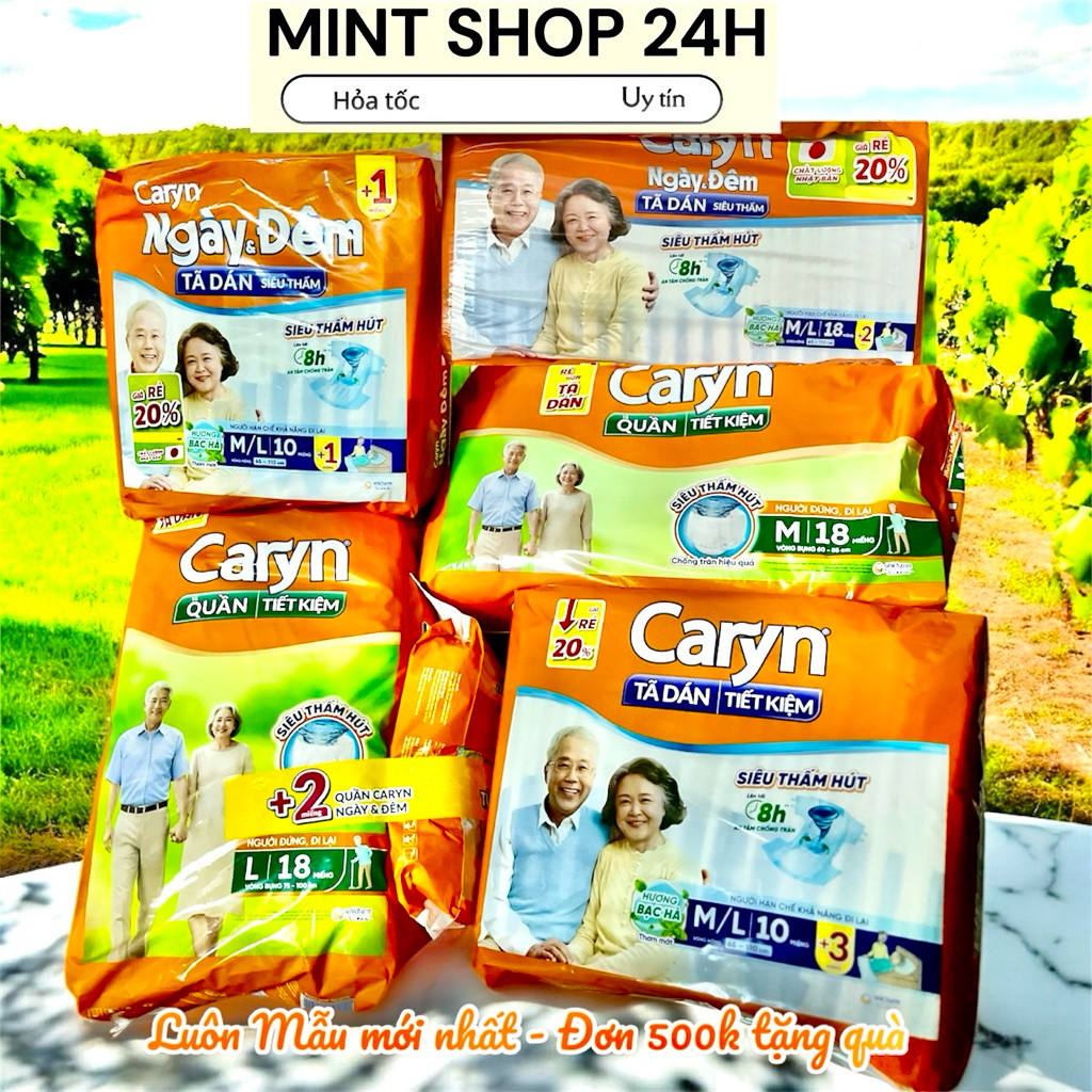Tã bỉm quần người già caryn ngày và đêm mới size 10/L10/M18/L18/xl10/xl18 cho người gìa, bỉm người g