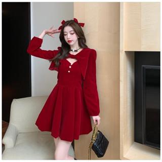  Đầm đỏ giáng sinh đi tiệc cưới sinh nhật tiểu thư sang trọng đầm xinh nhẹ nhàng nữ xinh dễ thương 