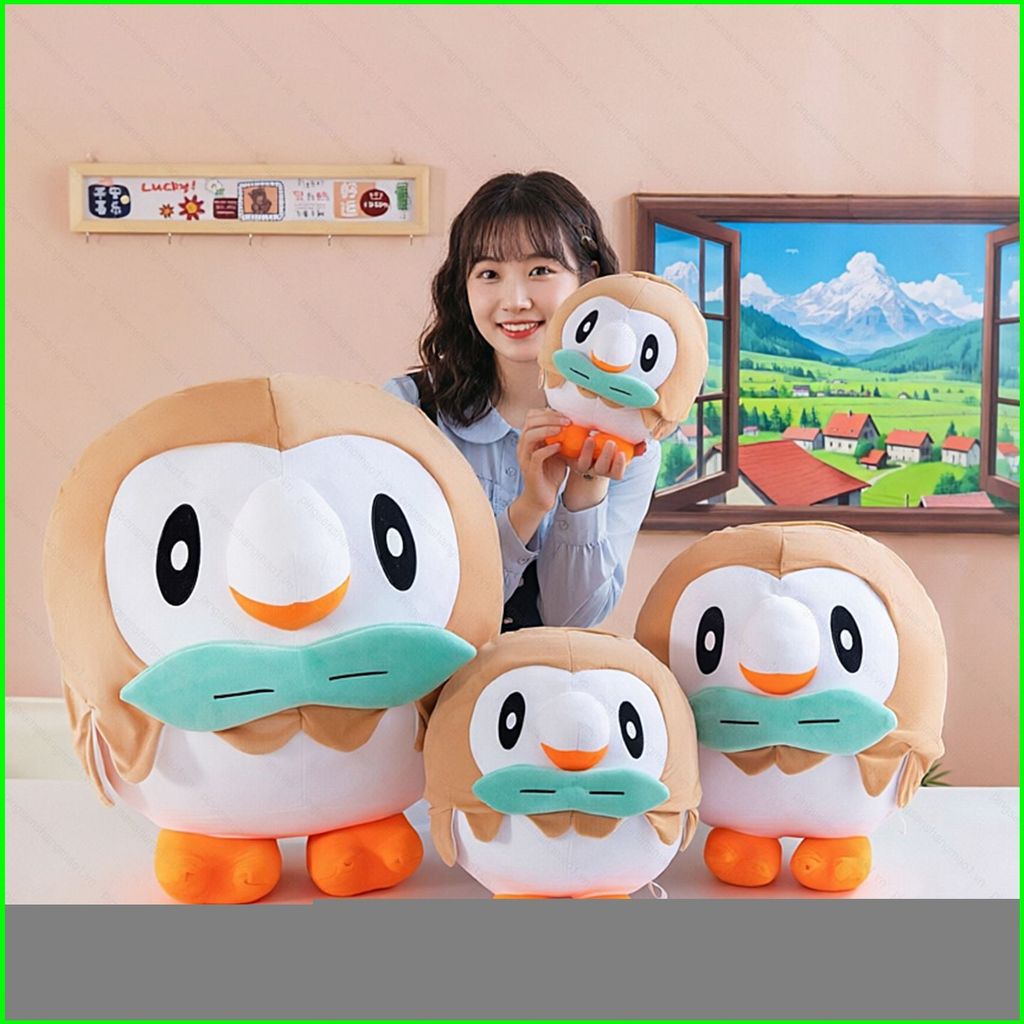 PS1 Pokemon Rowlet Plushie Hoạt Hình Dễ Thương Cú Cotton Đồng Hành Búp Bê Gối Mềm SP1